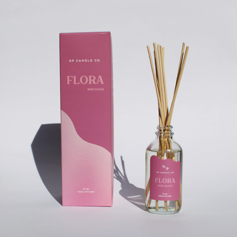GP Candle Co. Flora diffuser with packaging on a white background.