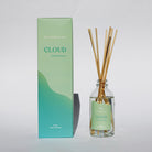 Glass reed diffuser bottle labeled 'Cloud' by GP Candle Co. with a matching box set against a white background. 
