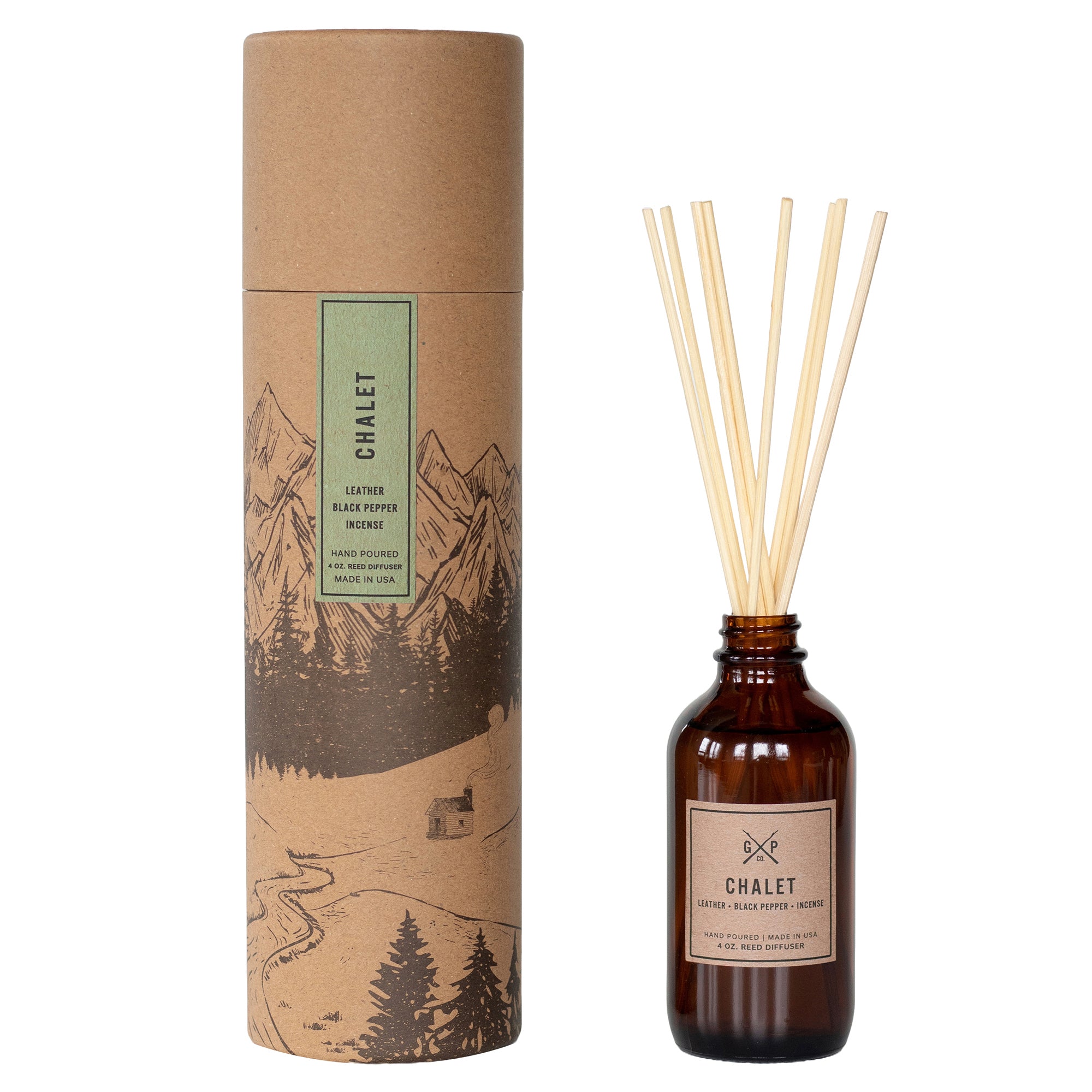 Chalet 4 oz. Balsam + Feather Reed Diffuser – GP Candle Co.