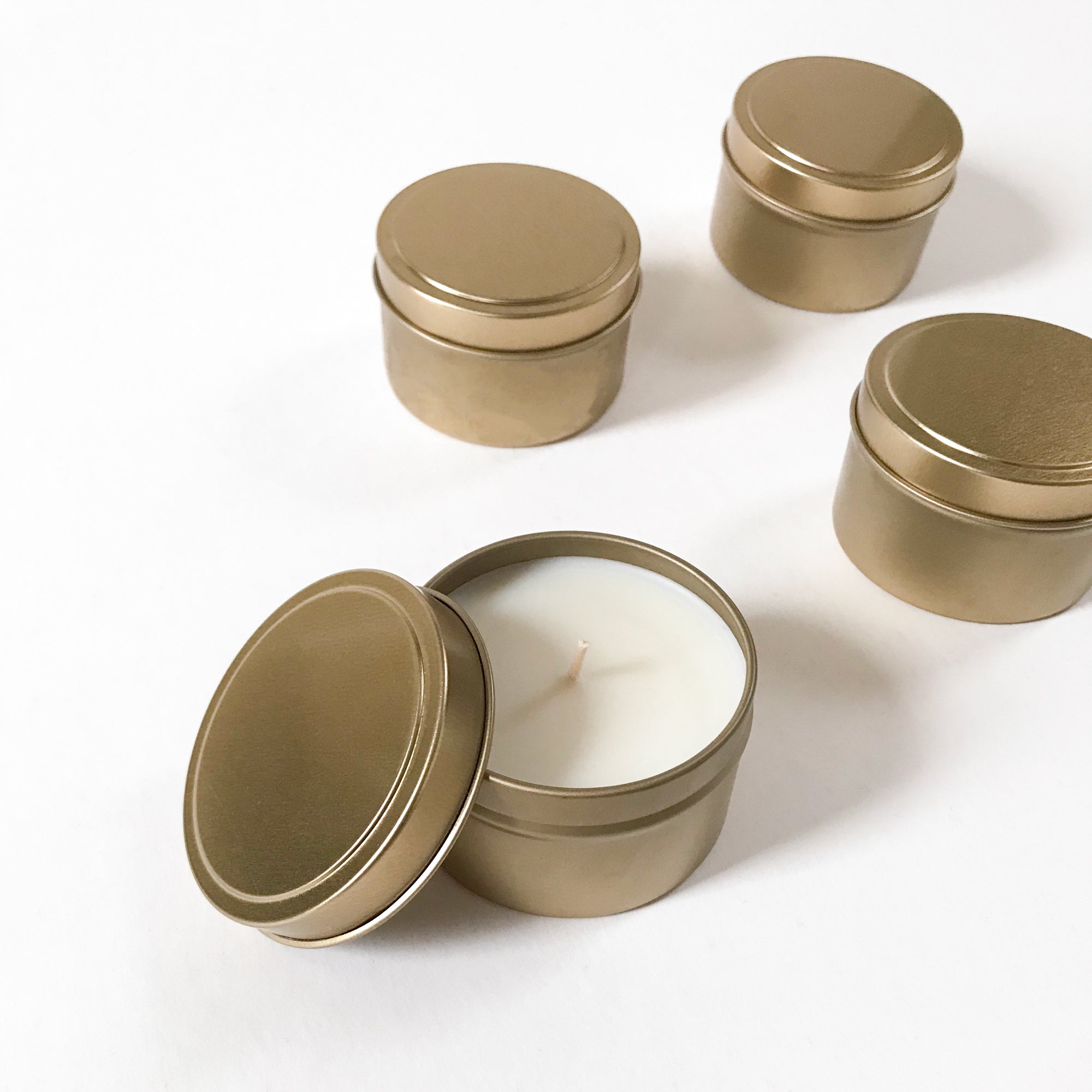 Blank Gold 4 oz. Candle Tin Favor Set – GP Candle Co.