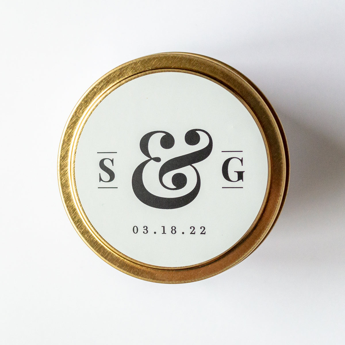 Custom Label Ampersand 4 oz. Candle Tin Favor Set – GP Candle Co.